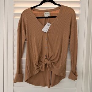 Abercrombie & Fitch Brown Button-Down Knotted Shirt NWT